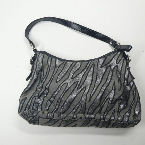 Coach Metallic Zebra Stripe Handbag Black Vintage Y2K F1093-44407 6"x10" - Picture 5 of 11
